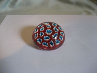 Vintage Rare Multiple Butterfly Millefiori Art Glass Paperweight 1.  75 " H X 2.  75 " W