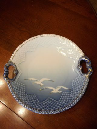 Vintage B&g Copenhagen Porcelain Denmark Seagull 10 1/2 " Fish Handles Cake Plate