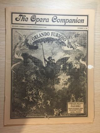 1989 San Francisco The Opera Companion Guide Orlando Furioso By Antonio Vivaldi
