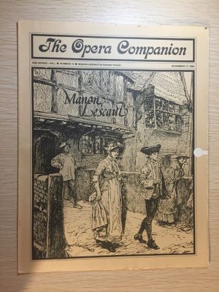 1983/1988 2 San Francisco The Opera Companion Guides Manon Lescaut By Puccini