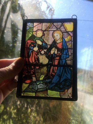 Stain Glass Catholic Nativity Leaded Edge Suncatcher Unusual Nude Image