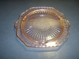 Anchor Hocking Mayfair Open Rose Pink Depression Glass Footed 11 " Cake Plate