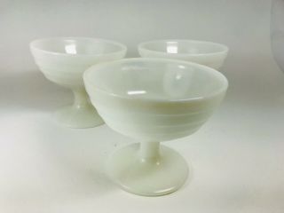 Set Of (2) Vintage White Milk Glass Pedestal Dessert Cups Candy Dishes