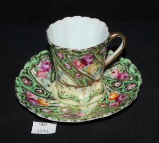 Thriftchi Hand Painted Nippon Tea Cup & Saucer W Rose Design