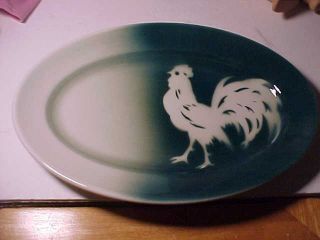 Jackson China Restaurant Ware Platter Air Brushed Rooster Green