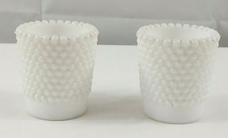 White Milk Glass Hobnail Votive Candle Holder Set of 2 2.  5 x 2.  25 2