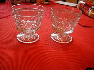 Vintage Set Of 2 Cut Glass Sherbert Dessert Cups Pudding