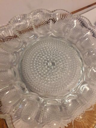 Vintage Indiana Crystal Clear Hobnail Glass 11 " Deviled Egg Serving Dish Plate