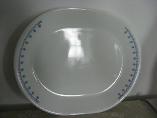 Corelle Snowflake Blue Oval Serving Platter 12 1/2 " X 10 "