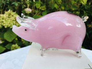 Langham Pink Art Glass Pig