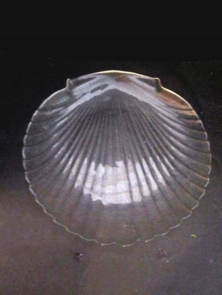Vintage Clear Glass Seashell Shape Serving Platter.  Arcoroc France.  13 " Plate