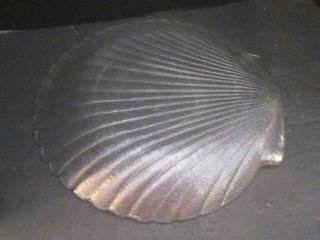 Vintage clear glass seashell shape serving platter.  Arcoroc france.  13 