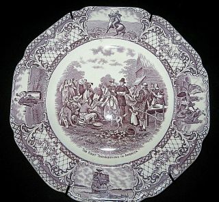 Crown Ducal " Colonial Times " Porcelain Plate,  " The First Thanksgiving "