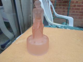 Sowerby Glass Art Deco Nude Seated Lady Flower Frog In Peach
