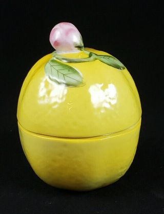 Vintage Laslo For Mikasa Lemon Porcelain Trinket Box / Dish With Lid