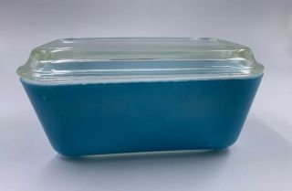 Vintage Pyrex 502 Turquoise Blue Refrigerator Dish With Lid 502 C