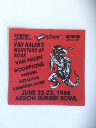 Van Halens Monsters Of Rock 1988 Backstage Pass