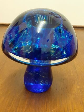 Wedgwood Blue Glass Mushroom Paperweight