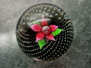 Stunning Scottish Caithness Glass Paperweight Pink Flower Design