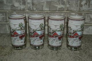 Set Of 4 Vintage Johnson Brothers Friendly Village Iced Tea 16 Oz.  Glasses Excl