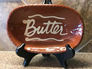 Collector’s Redware Pottery “butter” Dish Signed 8” X 5”