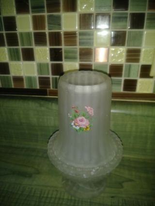 Fenton Fairy Lamp Frosted Glass Painted