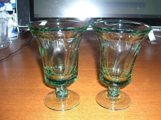 Vintage Set Of 2 Fostoria Jamestown Green Iced Tea Glasses