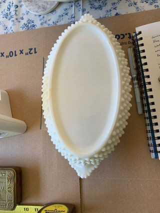 Fenton Hobnail Milk Glass 3 Section Divided Oval Relish Dish 3740 4