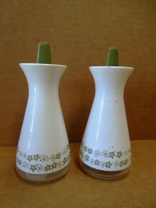 Pyrex Compatibles Corning Spring Blossom Green Crazy Daisy Salt Pepper Shakers