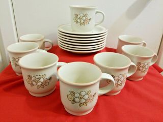 Chantilly Fleur De Bois Hearthside Stoneware Japan Set Of 8 Cups And 8 Saucers