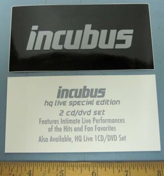 Incubus 2012 Hq Live Special Edition Promotional Sticker Old Stock