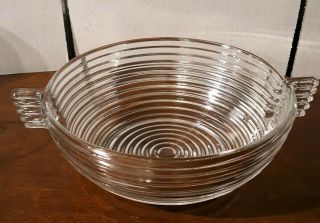Vintage Manhattan Depression Glass Handled Bowl Anchor Hocking 9” Art Deco