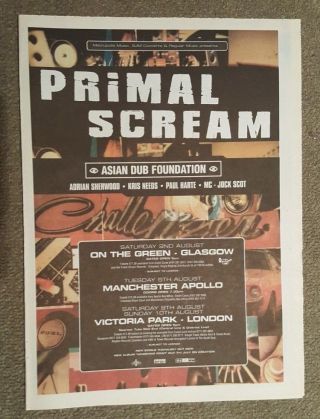 Primal Scream Tour 1997 Press Advert Full Page 30 X 40 Cm Mini Poster