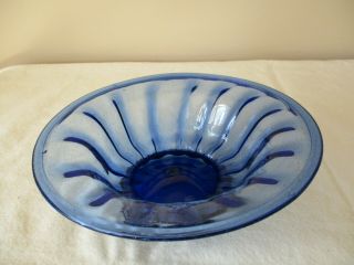 Large Vintage Hand Blown Bowl - Cobalt Blue