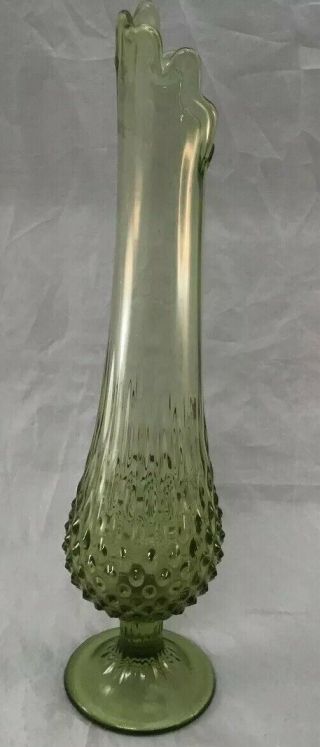 Fenton Art Glass Colonial Green Hobnail Swung 15” Vase Base 3 3/8”