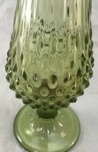 Fenton Art Glass Colonial Green Hobnail Swung 15” Vase Base 3 3/8” 2
