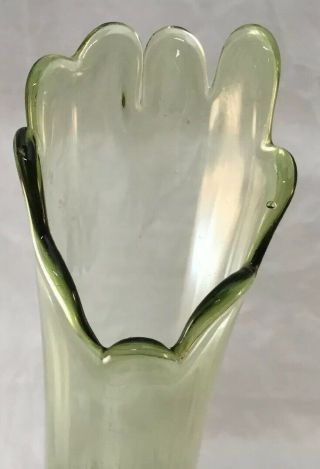 Fenton Art Glass Colonial Green Hobnail Swung 15” Vase Base 3 3/8” 3