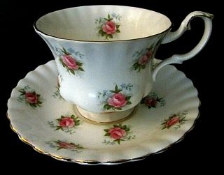 Vintage Royal Albert Porcelain Tea Cup & Saucer,  " Forget - Me - Not Rose "