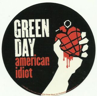 Green Day American Idiot 2004 Rare Circular Vinyl Sticker No Longer Made Import