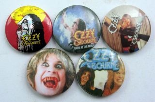 Ozzy Osbourne Button Badges 5 X Vintage Ozzy Osbourne Pin Badges Metal