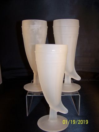 3 Tiara White Frosted / Satin Glass Horn Of Plenty Mugs - Tankard - Vase - Pilsner