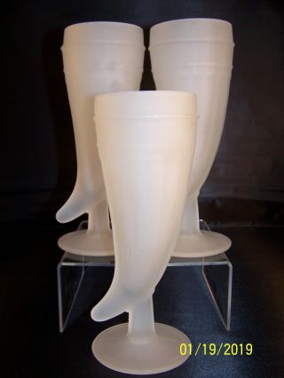 3 Tiara White Frosted / Satin Glass Horn of Plenty Mugs - Tankard - Vase - Pilsner 2