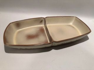 Vintage Frankoma Pottery Desert Gold Divided Serving Dish 94 Qd