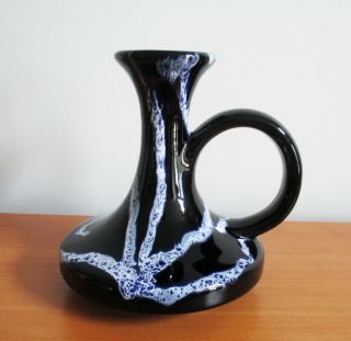 Blue Mountain Pottery Granite Candle Holder Cobalt Blue White Handle 1970s Bmp