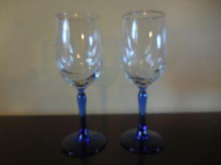 2 LENOX Cobalt Blue Stem Wine Water Goblets Glasses Gold Gilding Swag Bowl 4