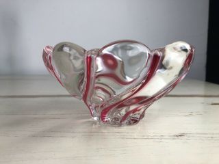 Mikasa Red & Clear Glass Swirl Peppermint Small Holiday Bowl Candy Nut Dish 3