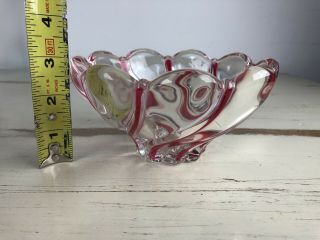Mikasa Red & Clear Glass Swirl Peppermint Small Holiday Bowl Candy Nut Dish 5
