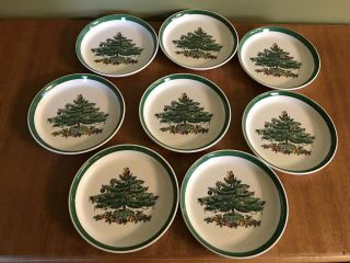 Set Of 8 Vintage Spode Christmas Tree Pattern S3324 Porcelain Coasters
