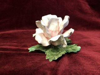 Vintage Porcelain Capodimonte Pink Flower Made In Italy