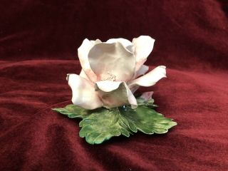 VINTAGE PORCELAIN CAPODIMONTE PINK FLOWER MADE IN ITALY 2